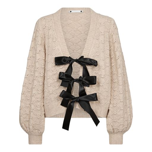 Co'Couture RowCC Bow Knit Cardigan, Creme, XL