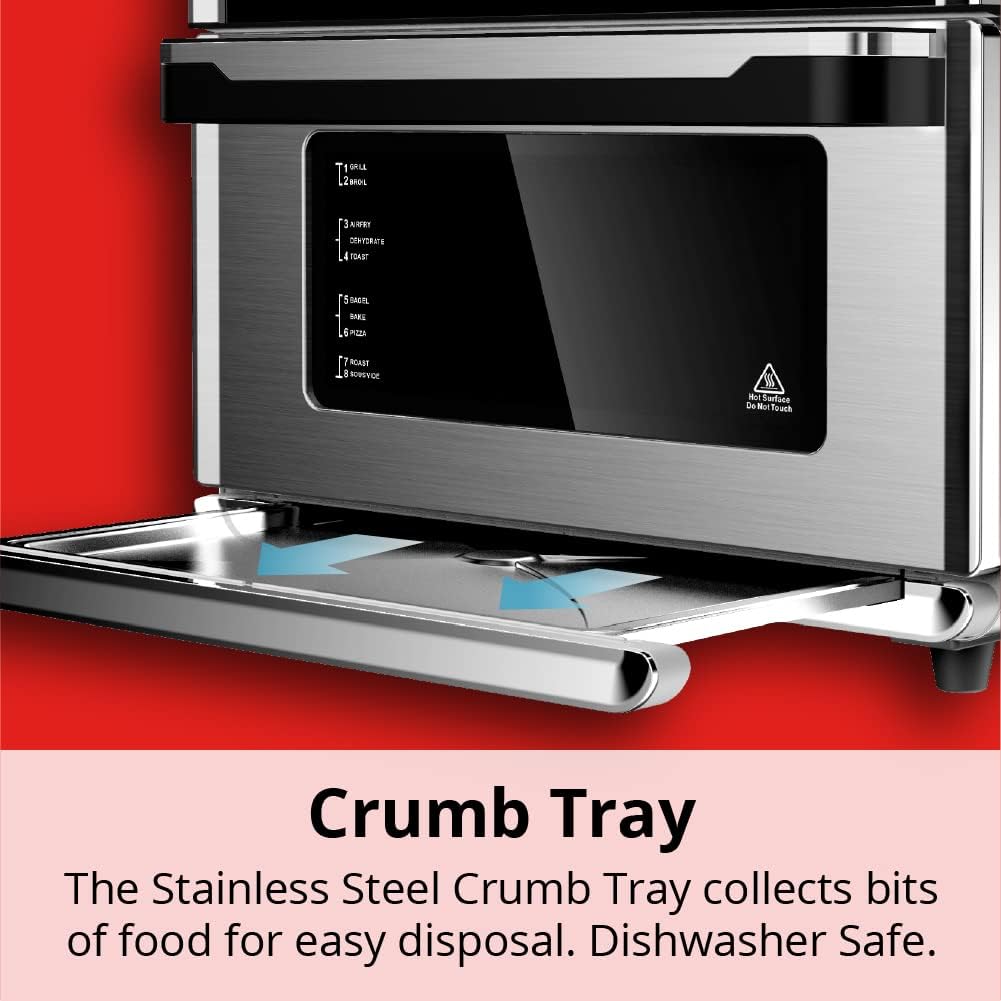 Aria Air Fryers ATO-898 Friteuse à air pour four grille-pain, 30 L, acier inoxydable brossé
