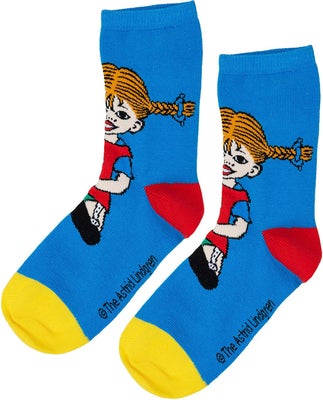 Pippi Langstrømpe Sokker 2-Pakk, Blå/Rød