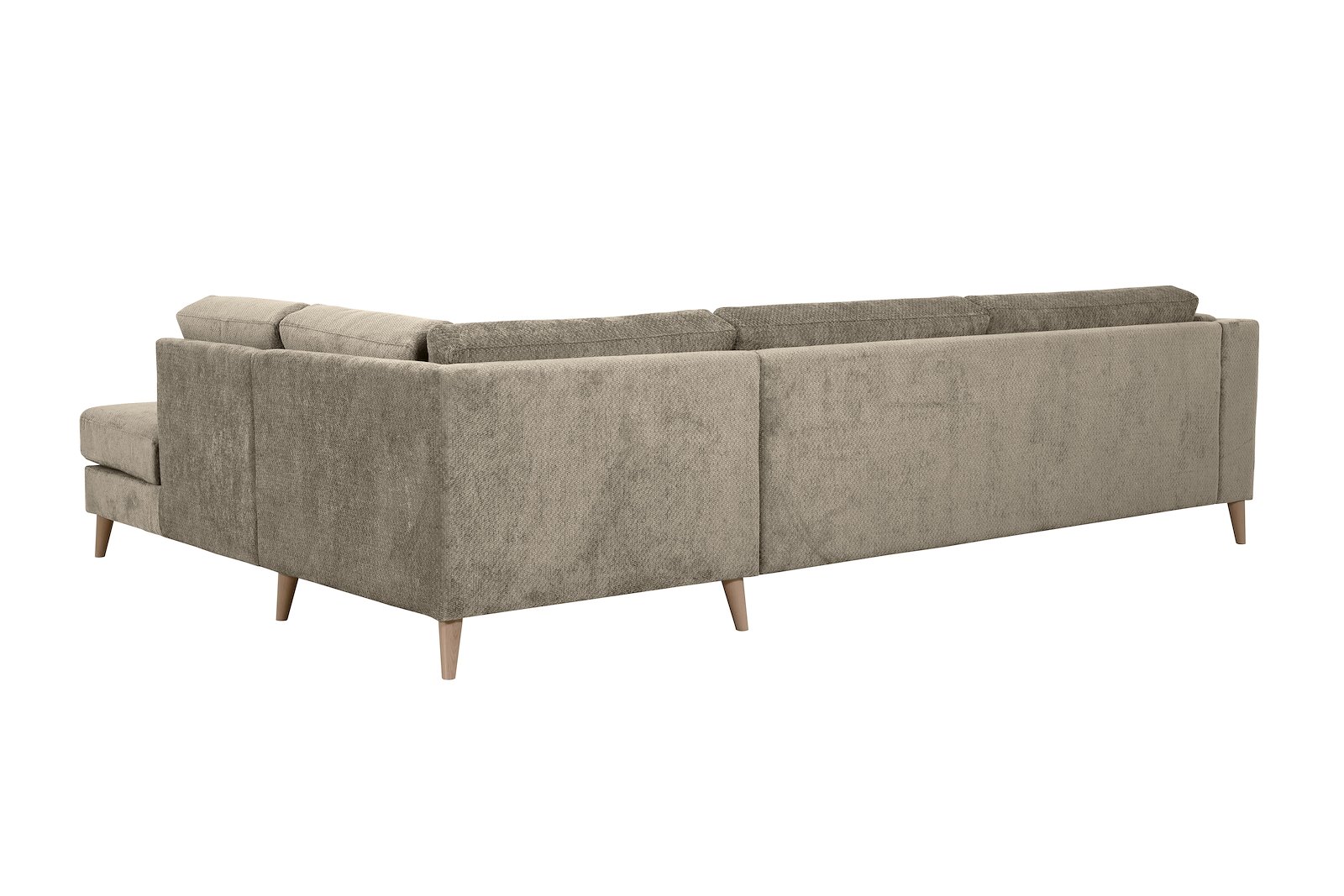 Edda hjørnesofa 3 seter med åpen ende høyre. Tekstil Movie 13/1 Light Khaki, ben 8, armlen G.