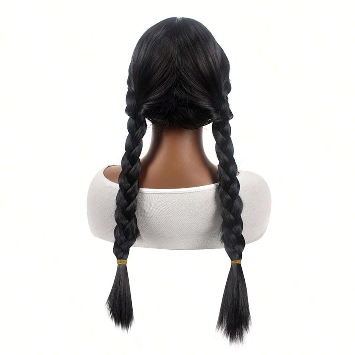 Wednesday Addams Perücke mit Pony Fasnacht Kostüm Zubehör Motto Party / Halloween Accessoire inkl. Haarnetz - Schwarz