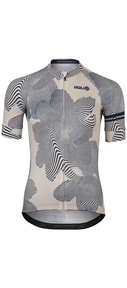 AGU Striped Flower Essential Fietsshirt Korte Mouwen Bruin/Blauw Dames