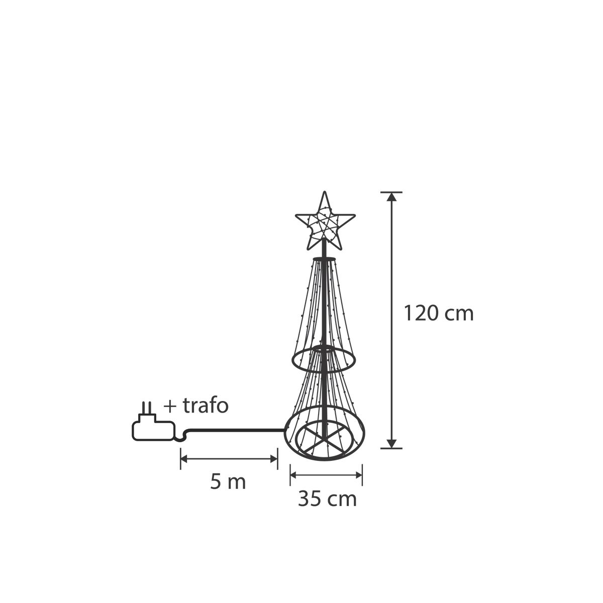 Kerst vloerlamp zwart boom 150cm incl. LED RGB met timer IP44 - Ugoku