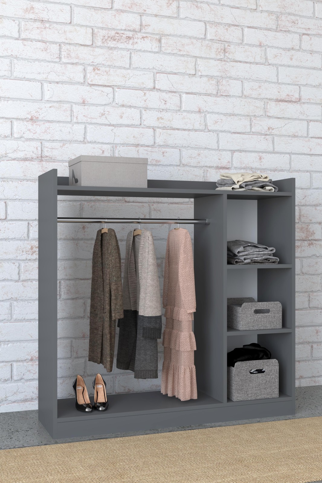 Offener Kleiderschrank PALOSA M - anthrazit - 117 cm