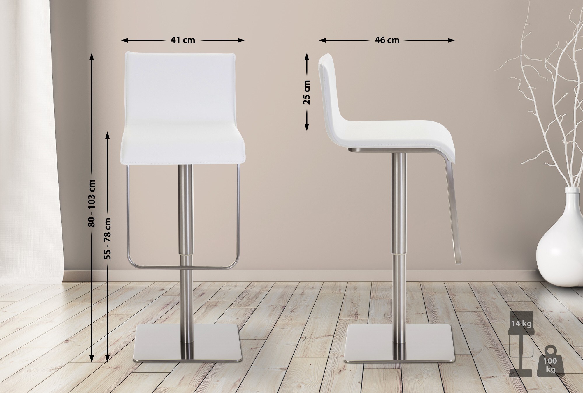 CLP 2er Set Barhocker Limon Mit Kunstleder-Bezug