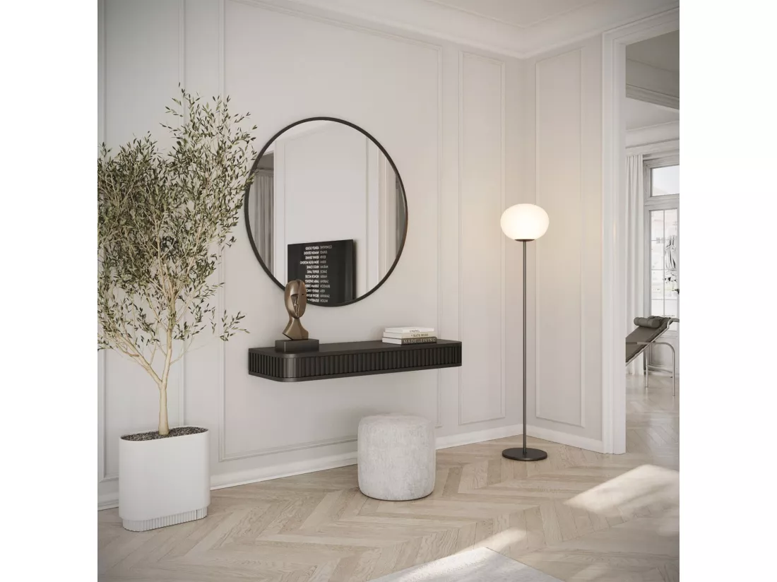 Coiffeuse 2 tiroirs - suspendu - 113 cm - noir- OVARLO