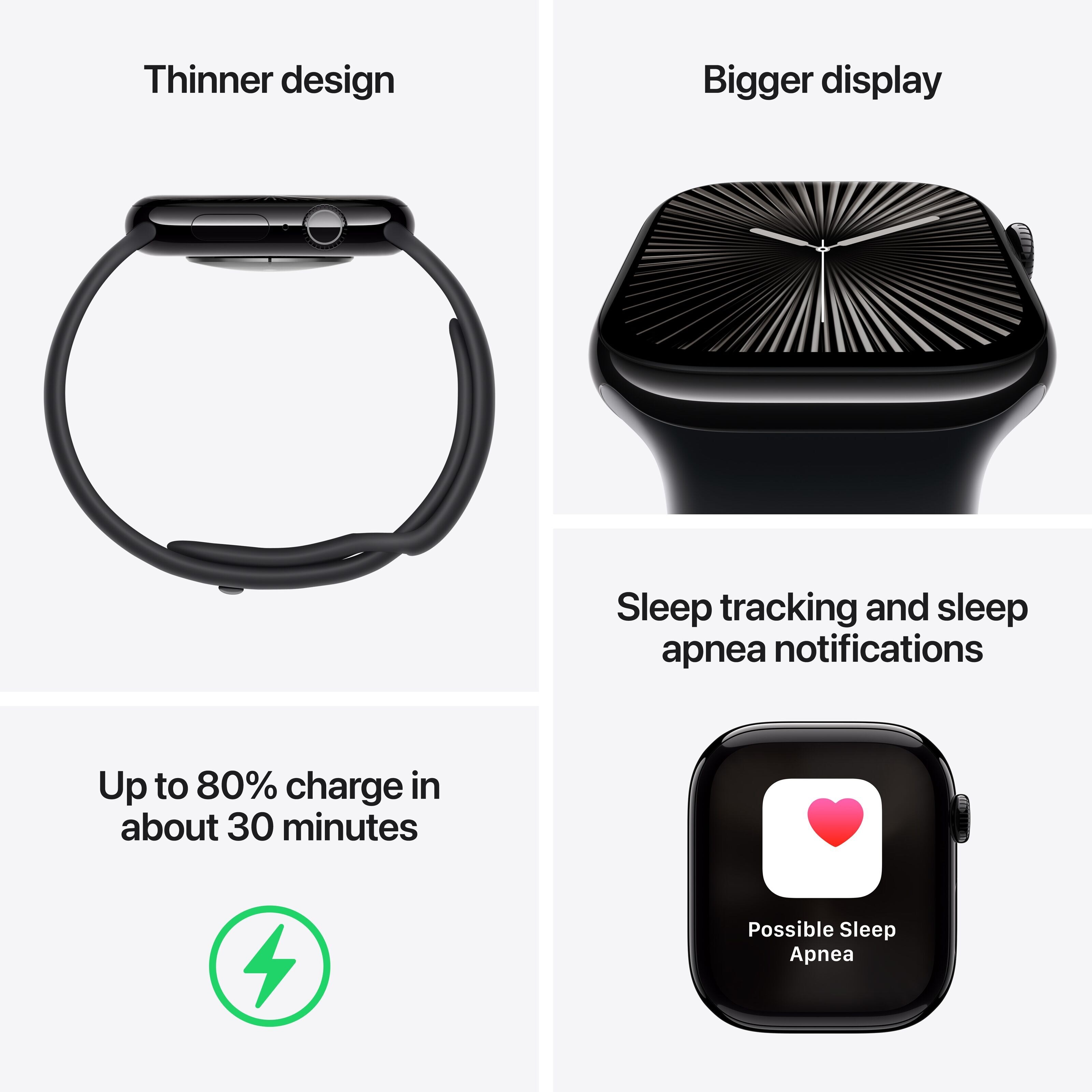 Apple Watch Series 10 GPS 46 mm Silver Case med Denim Sport band S/M