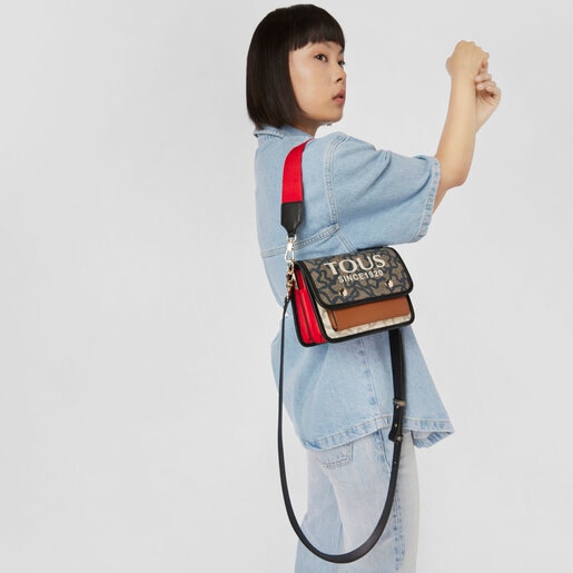 Bolsa transversal pequena Audree preta e bege da Kaos Icon