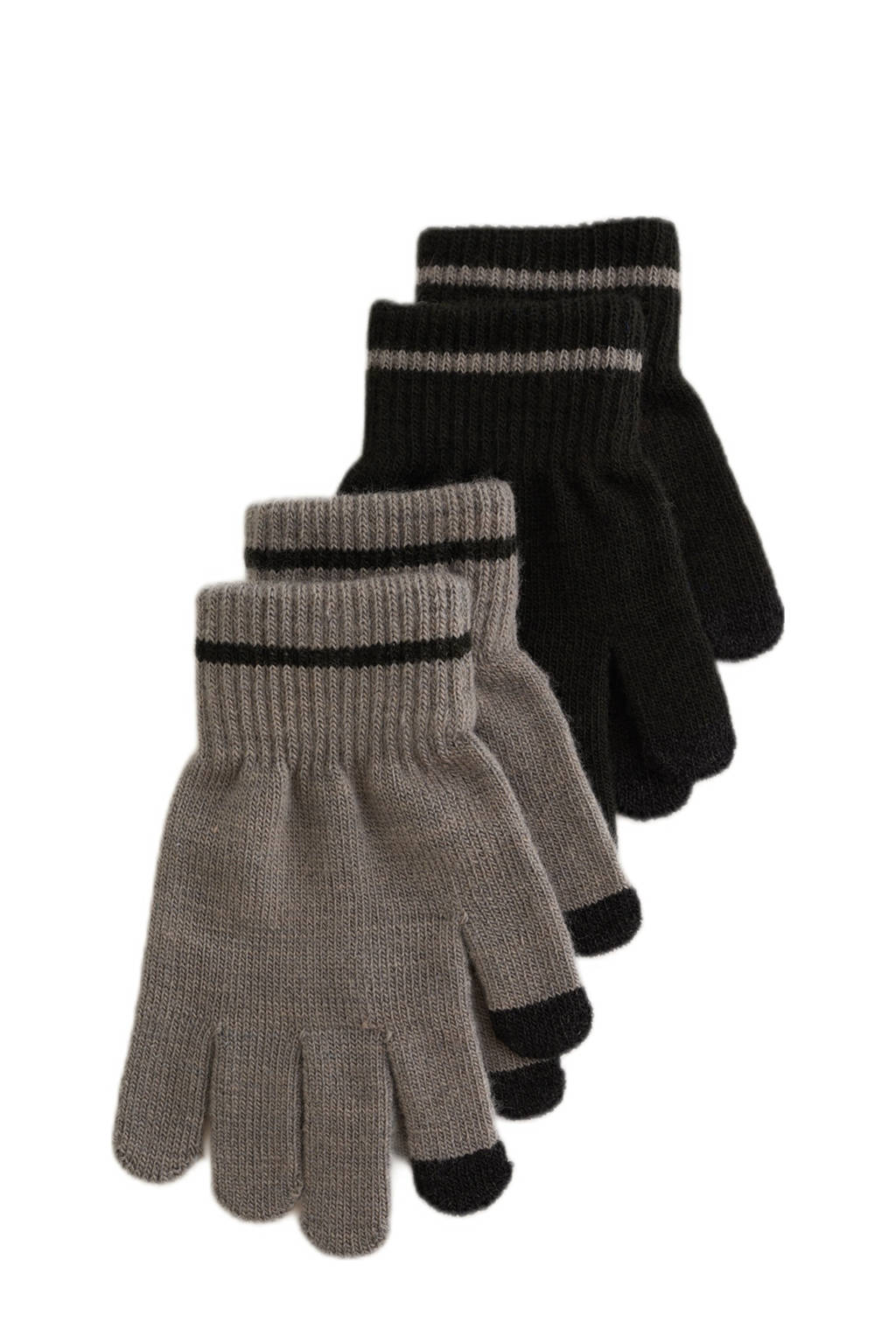 WE Fashion Handschoenen zwart/grijs