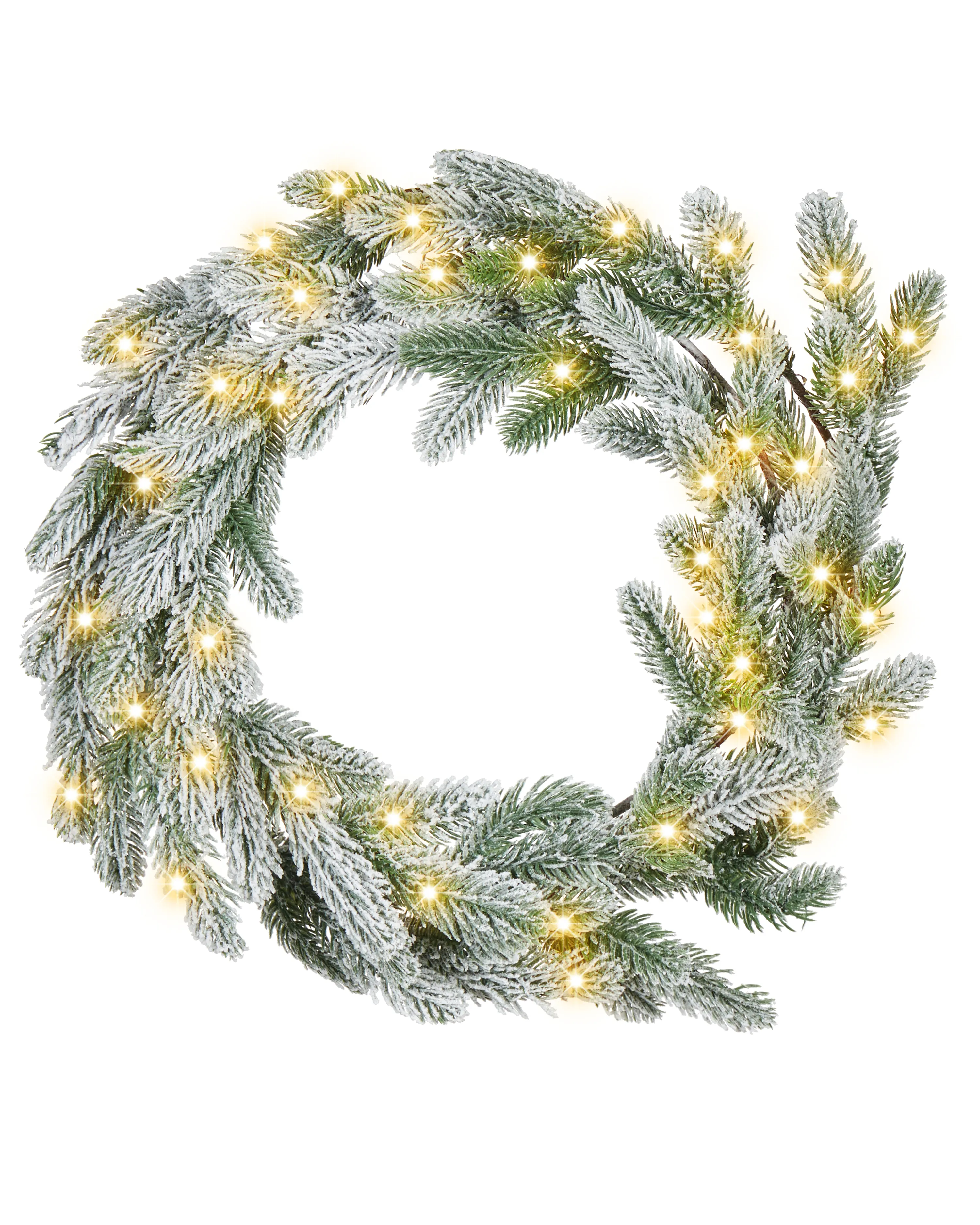 Besneeuwde kerstkrans LED ALBINI Groen 45 cm