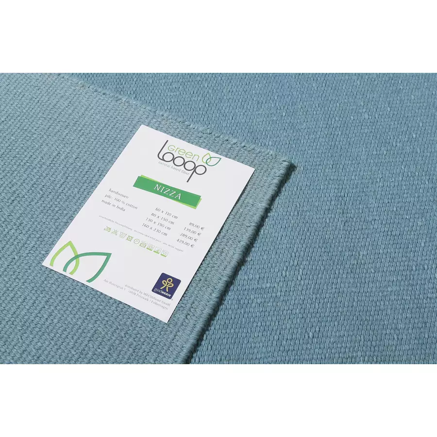 Green Looop Handweb-Teppich Nizza türkis