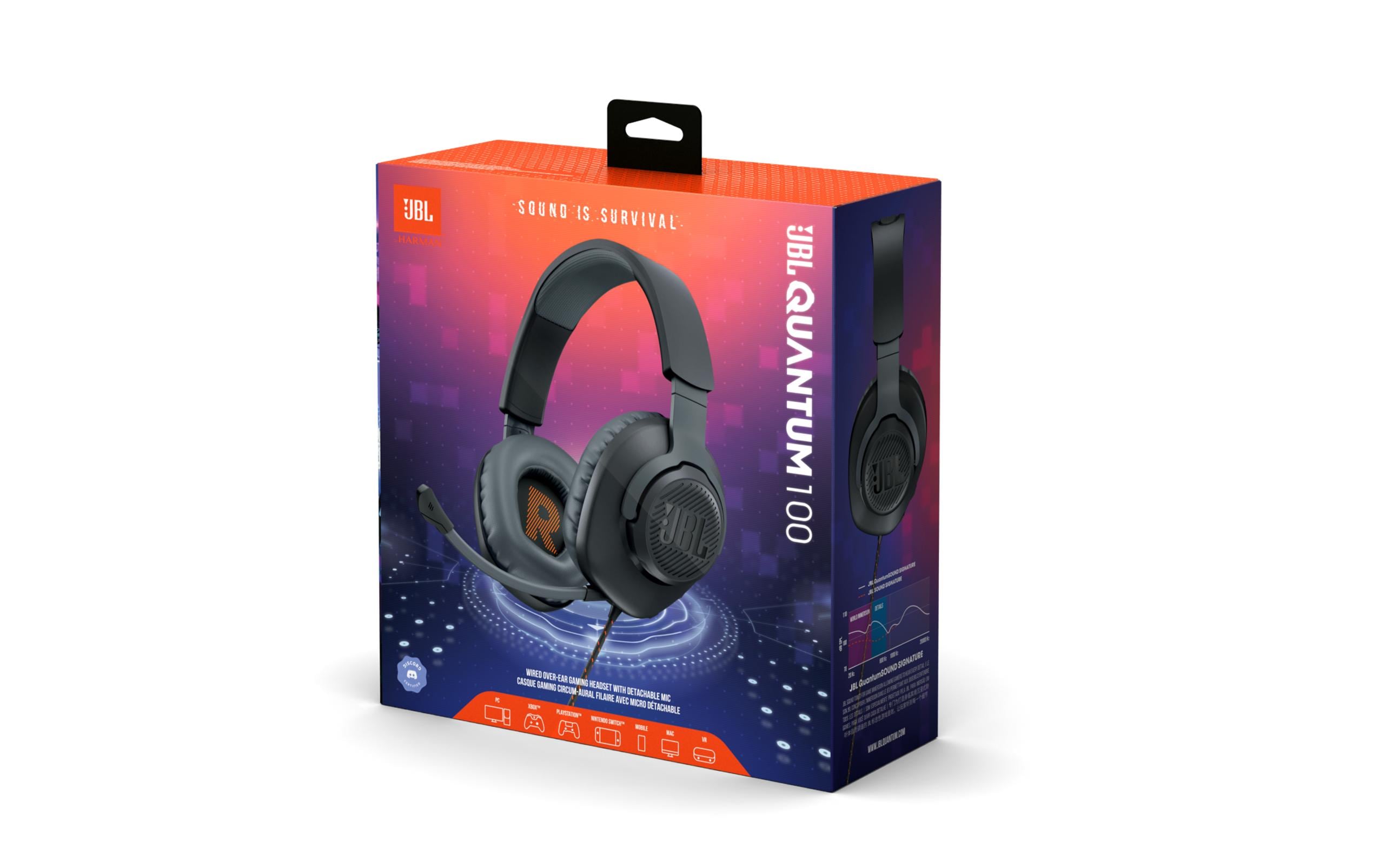 Headset Quantum 100 SchwarzKabelgebundenes Over-Ear-Gaming-Headset mit abnehmbarem Mikro