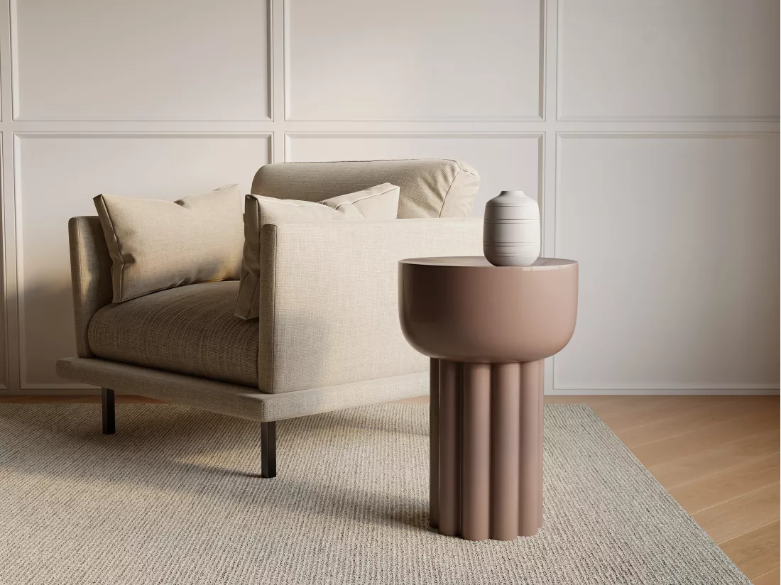 Table d'appoint en métal - Beige - NILARA