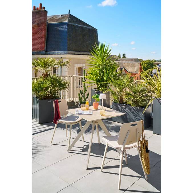Table de jardin carrée TERZANO Vanille & Argile