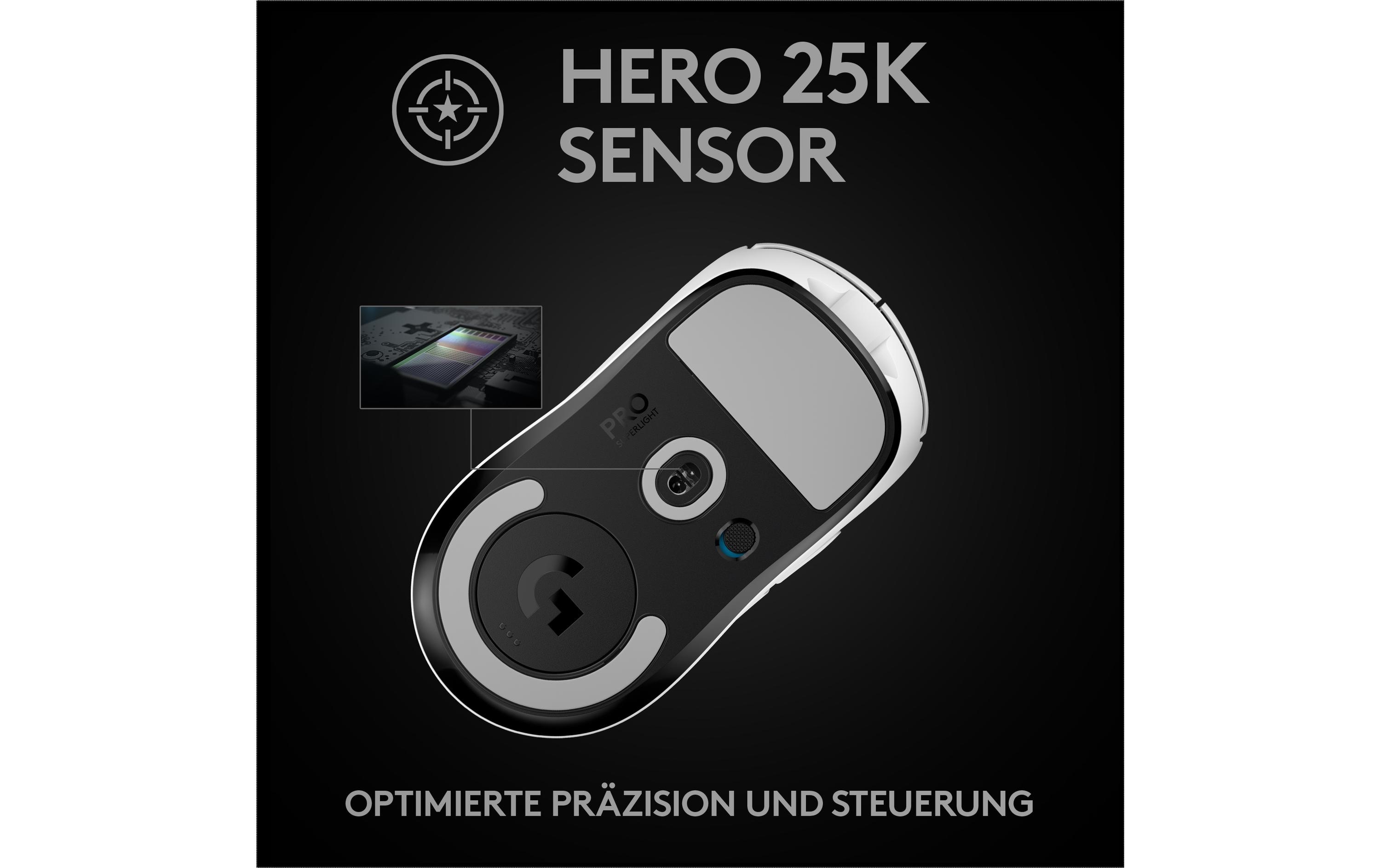 Gaming-Maus Pro X Superlight WeissExtrem leichte Gaming-Maus mit leistungsvoller Performance