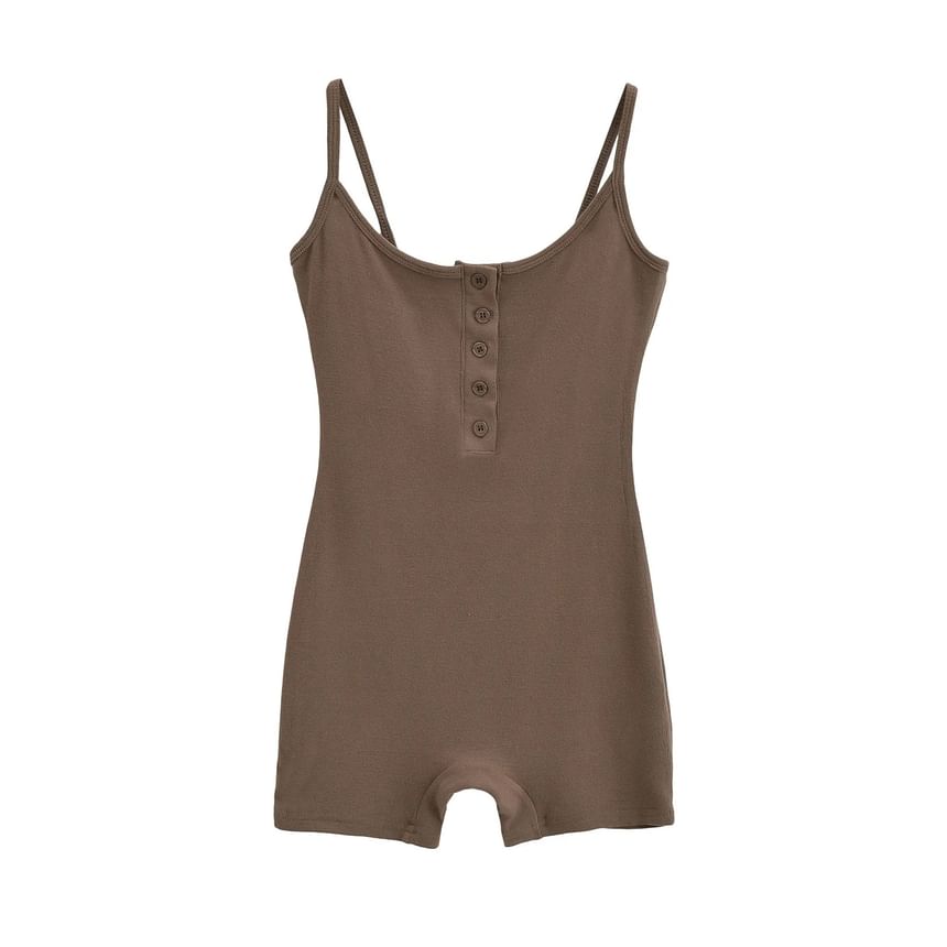 Reknovine - Spaghettiband Henley Effen Romper