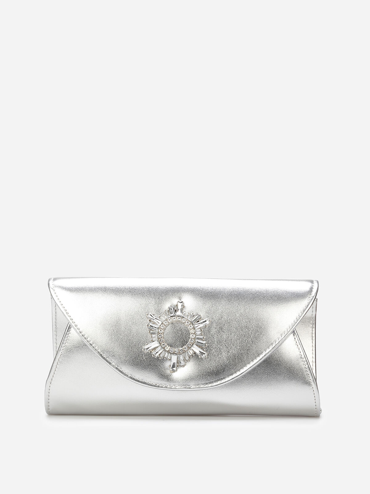Pochette de soirée à boucle en strass- Argenté
