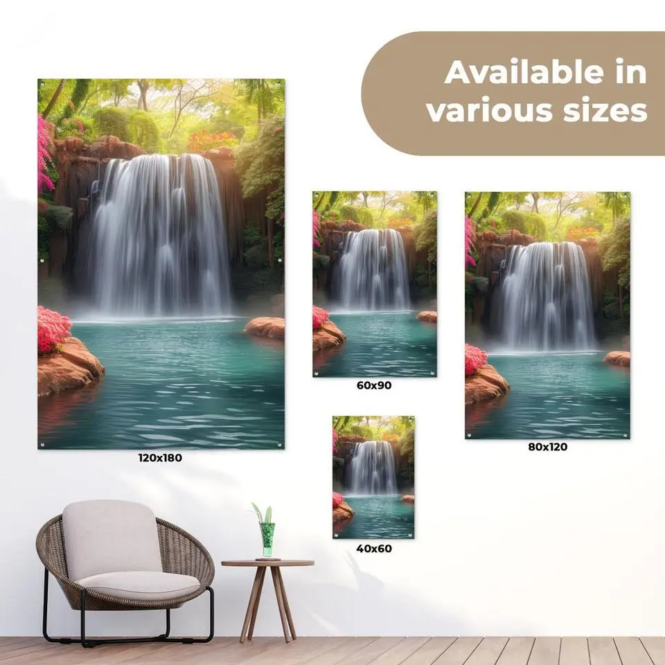 MuchoWow Tuinposter 80x120cm Waterval Natuur Planten Jungle