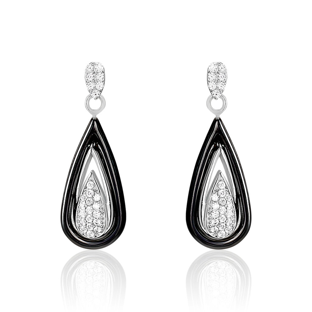Boucles D'oreilles Pendantes Marina Cera Argent  Céramique Et Oxyde