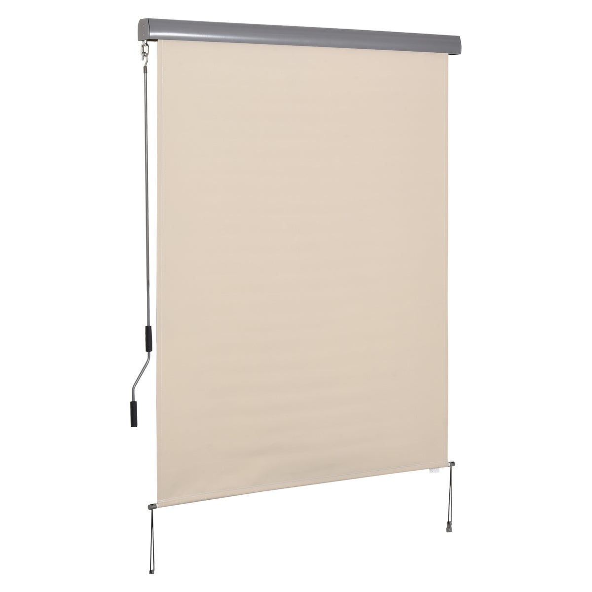 Outsunny verticale zonwering, verticale zonwering met handzwengel, 200 x 140 cm, polyester doek + aluminium, crèmewit