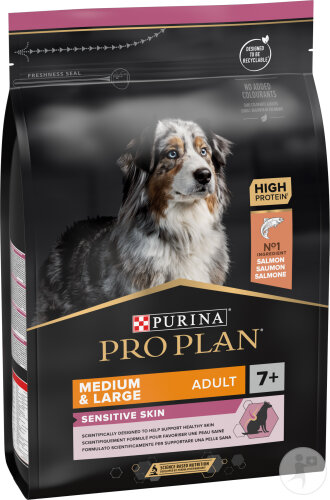 Pro Plan Sensitive Skin Pour Peau Sensible Croquettes Pour Chien Senior 7+ Medium&Large Saumon 3kg