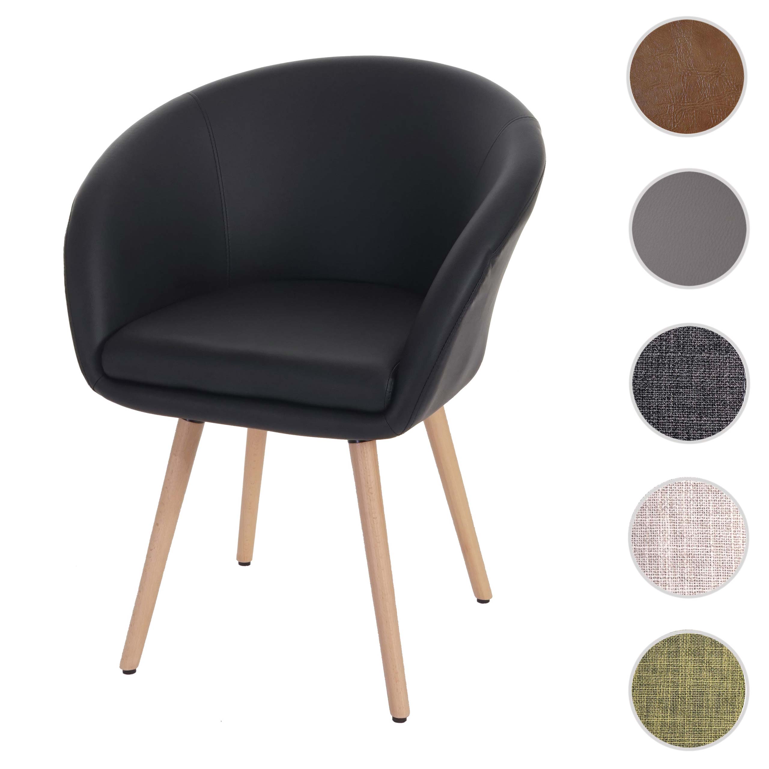 Esszimmerstuhl Vaasa T633, Stuhl Küchenstuhl, Retro 50er Jahre Design ~ Kunstleder, schwarz