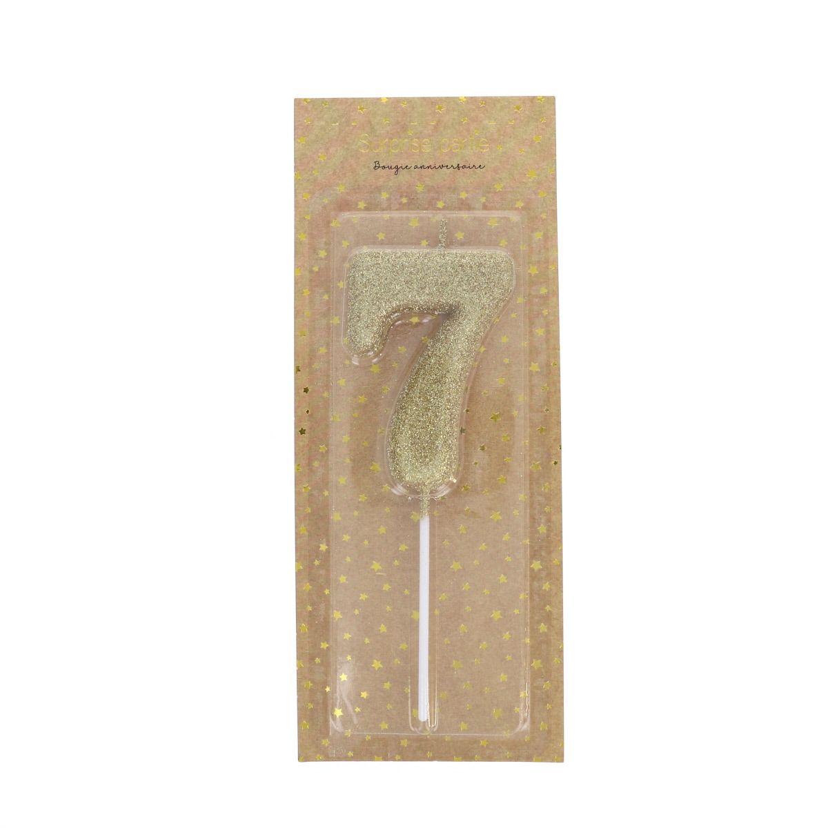 Bougie anniversaire paillettes chiffre 7 Surprise Partie !