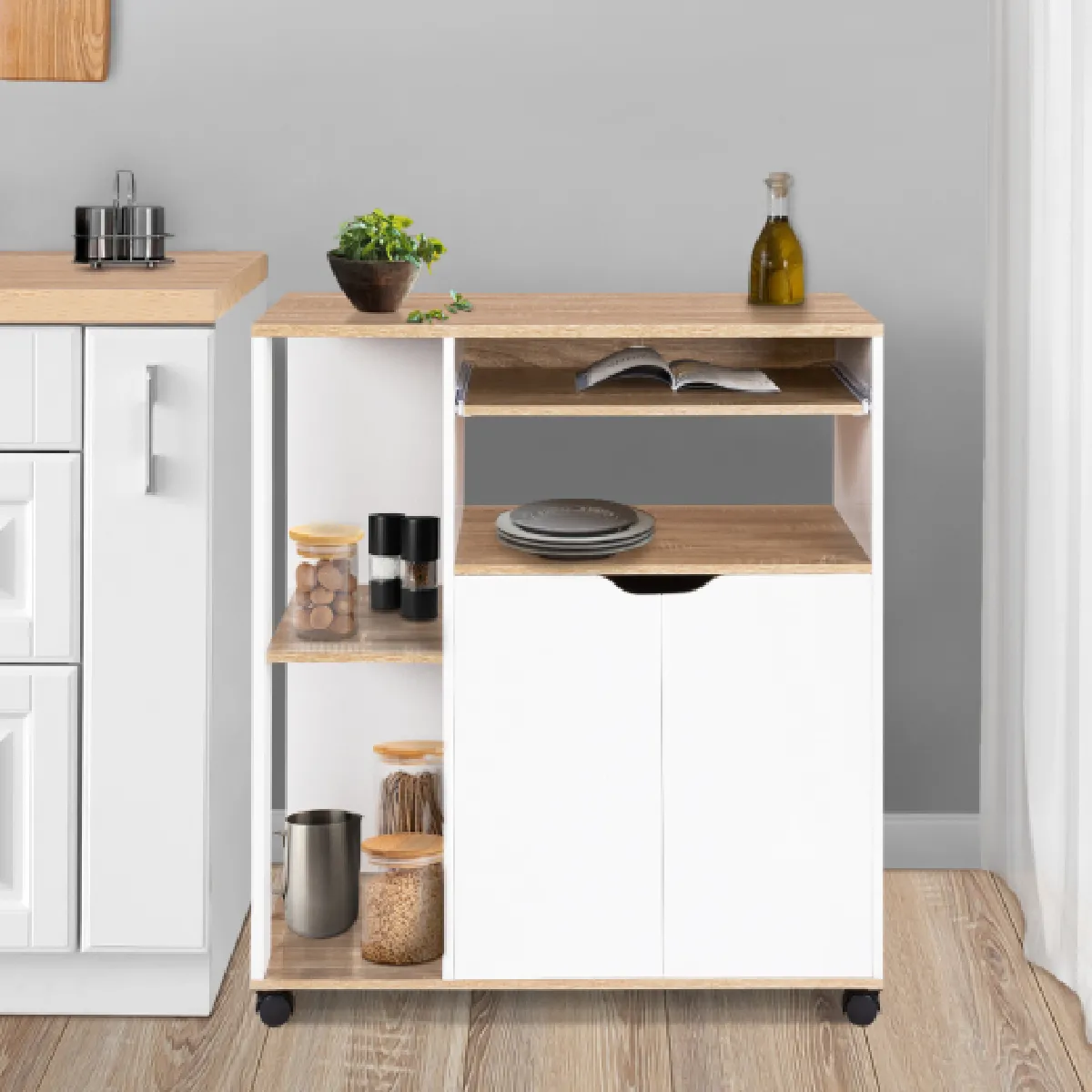 Idmarket Desserte Cosi - Blanc/Plateau Hêtre
