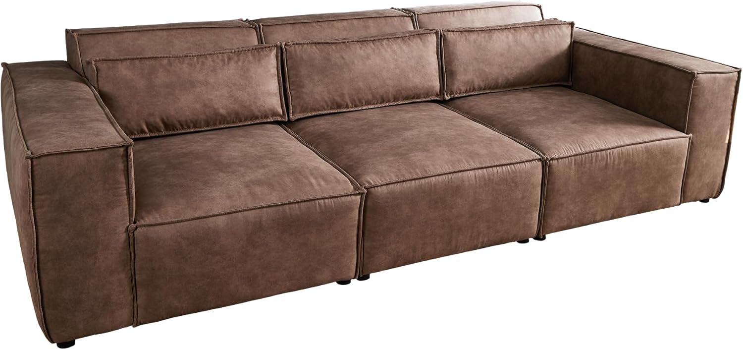 Riess Ambiente Design 3-Sitzer Sofa Bossa NOVA - 260cm - antik Taupe - Microfaser inklusive Kissen 3er Sofa Couch XXL-Sofa XXL-Couch Rundum-Bezug Polsterung