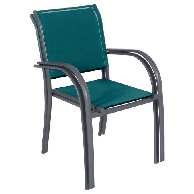 Fauteuil de jardin empilable PIAZZA Bleu canard & Graphite