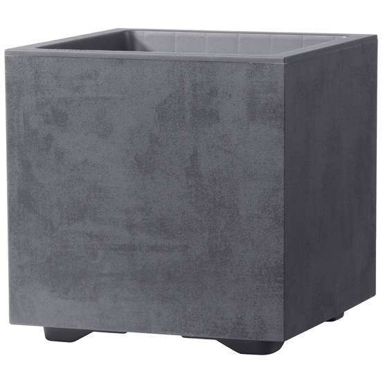 Pot Cube Millenium à réserve d'eau en plastique Anthracite 25xH.25cm