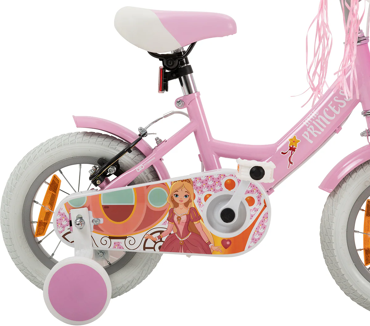 Actionbikes Kinderfahrrad Princess, 12 Zoll, rosa, V-Brake-Bremsen, Prinzessinnen-Design, Stützräder