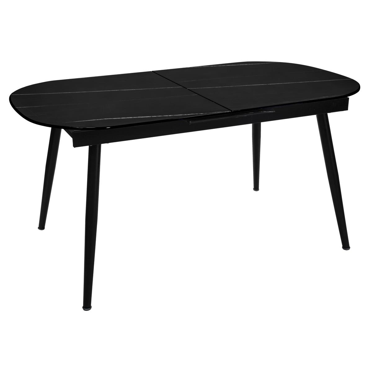 TABLE DINER VERRE 160 A 200CM NOIR MAPU