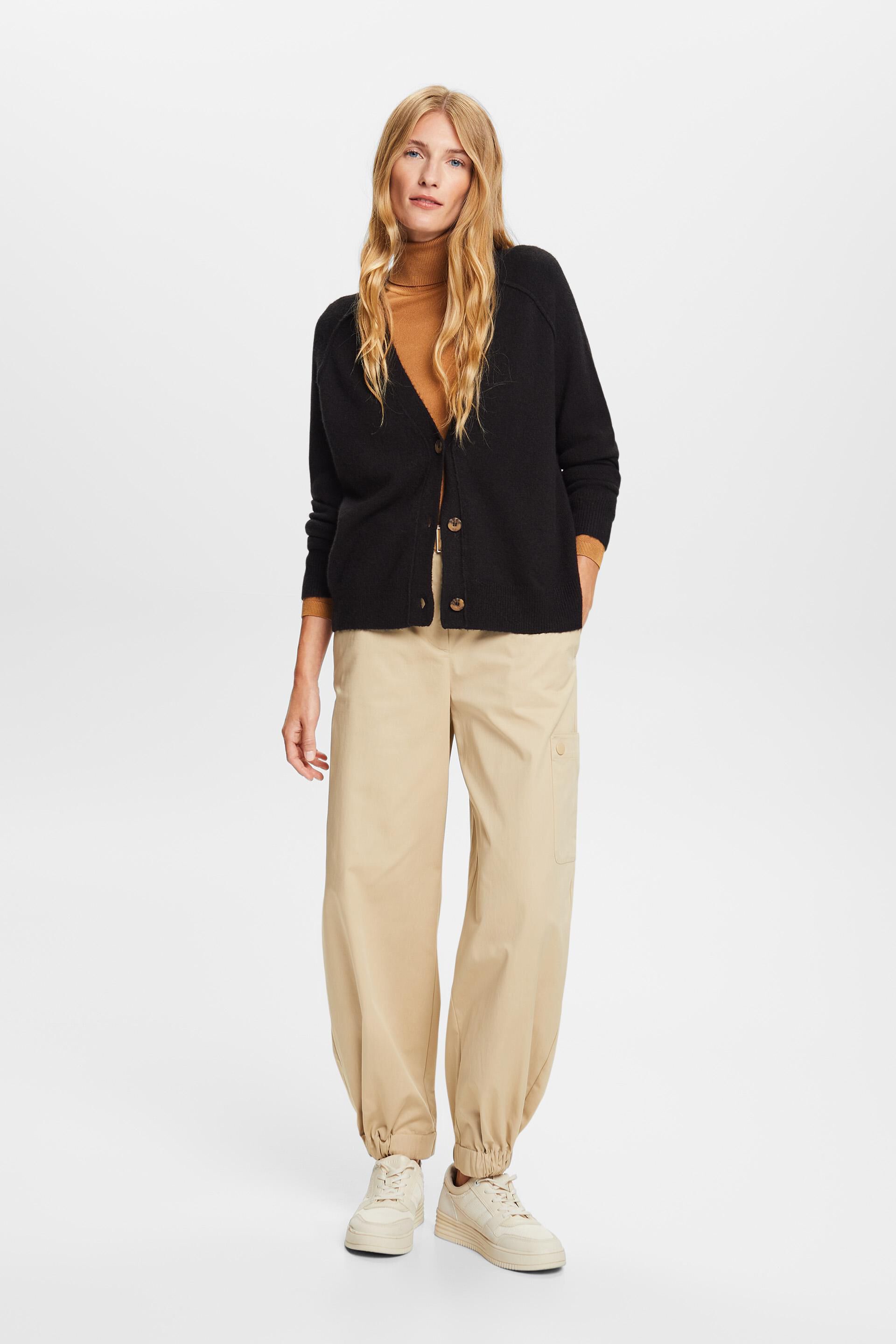 Cardigan à encolure en V boutonnée, en laine mélangée