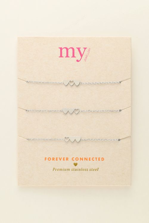 Moeder & mini armband met drie hartjes
