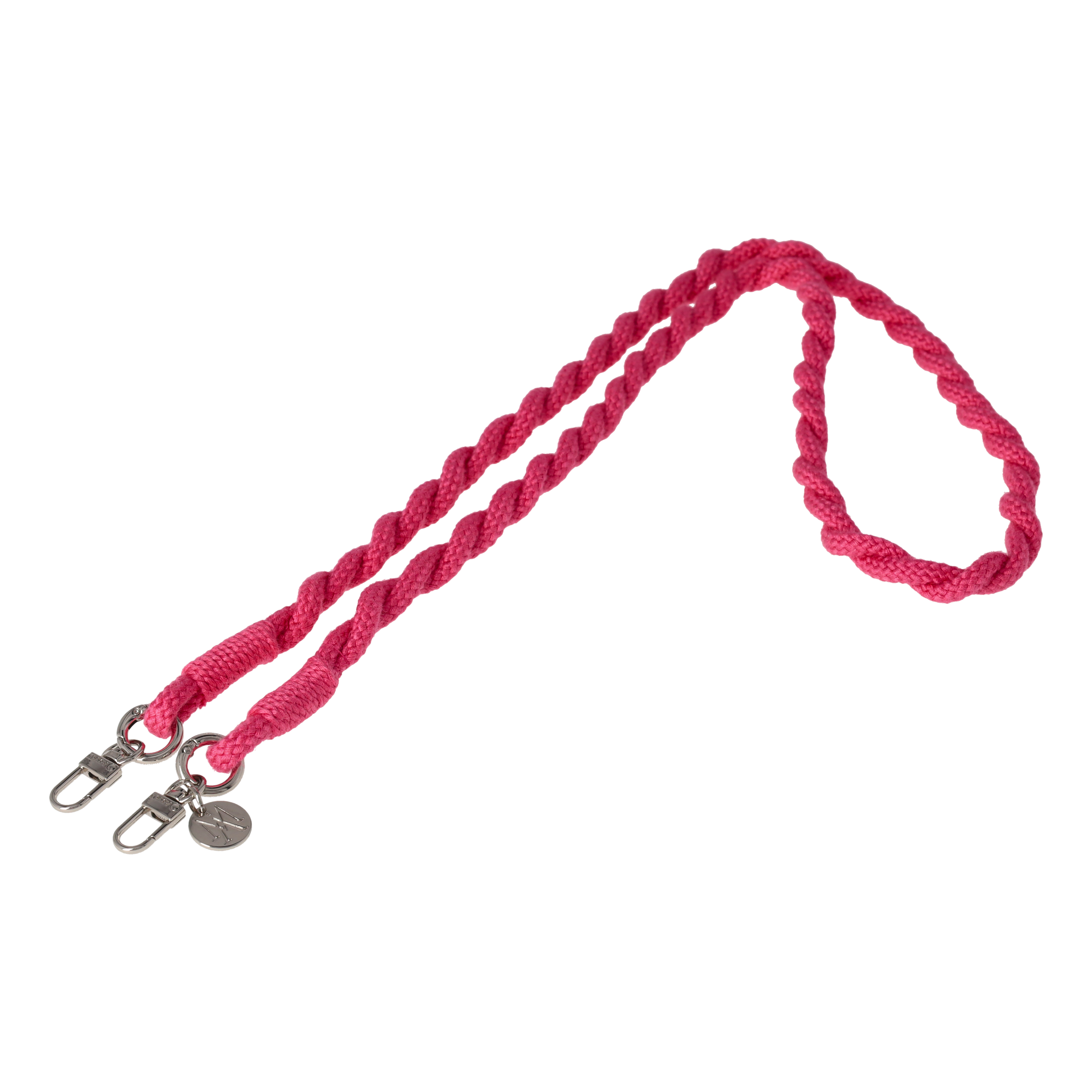 Handgemachte Handykordel Gedrehtes Umhängeband für Handyhüllen Silver - Hot Pink