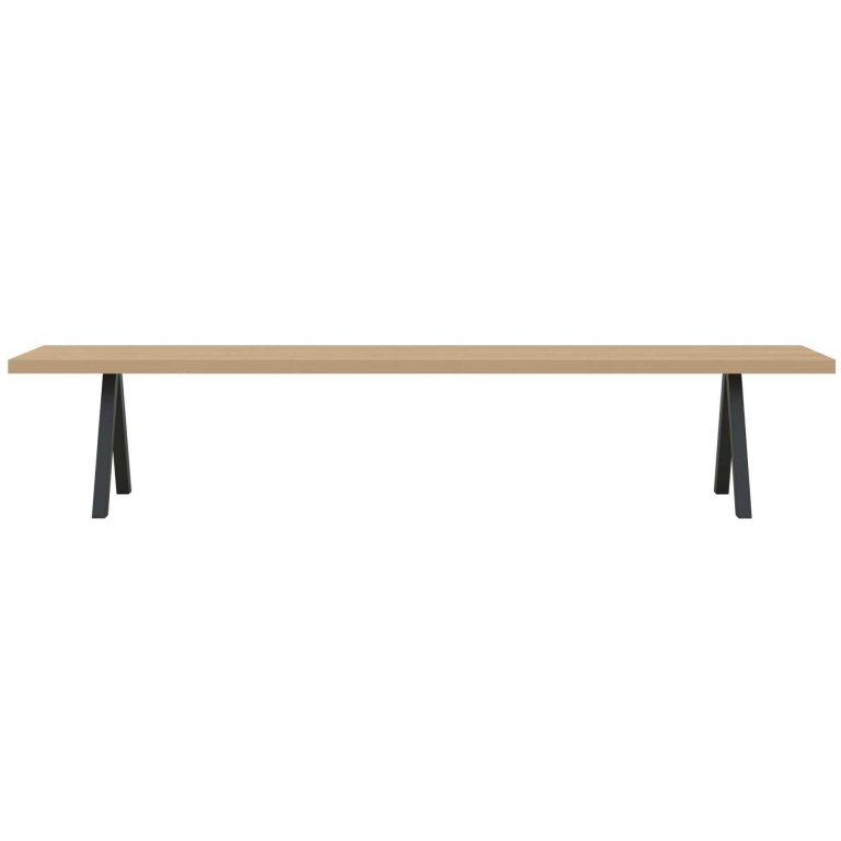 Studio HENK Slim X-Type eetbank 180,zwart frame,wax 3041,recht