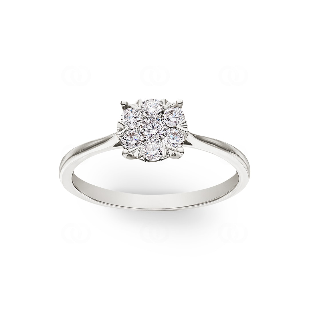 Verlobungsring 750/18 K Weissgold mit Diamanten 0.34 ct H/si