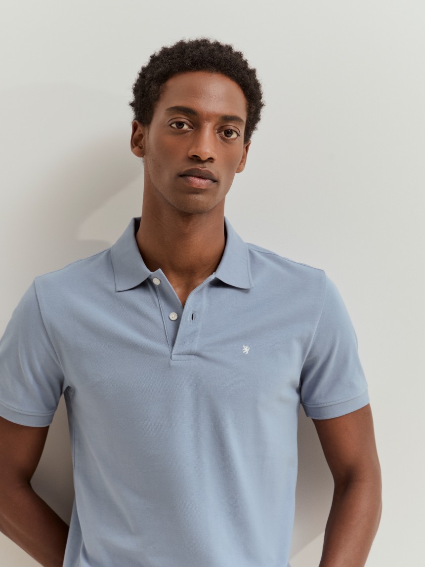 Polo piqué slim fit garment dye