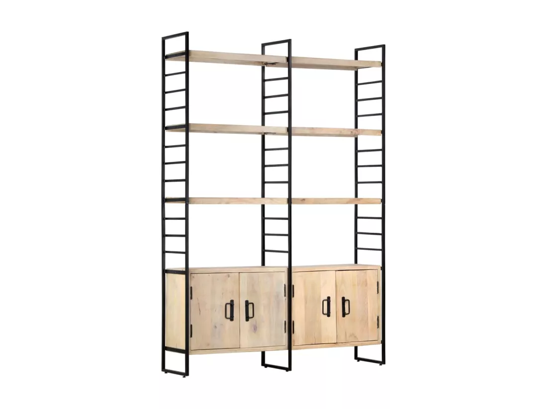 Bibliothèque à 4 niveaux 124x30x180 cm Bois de manguier massif