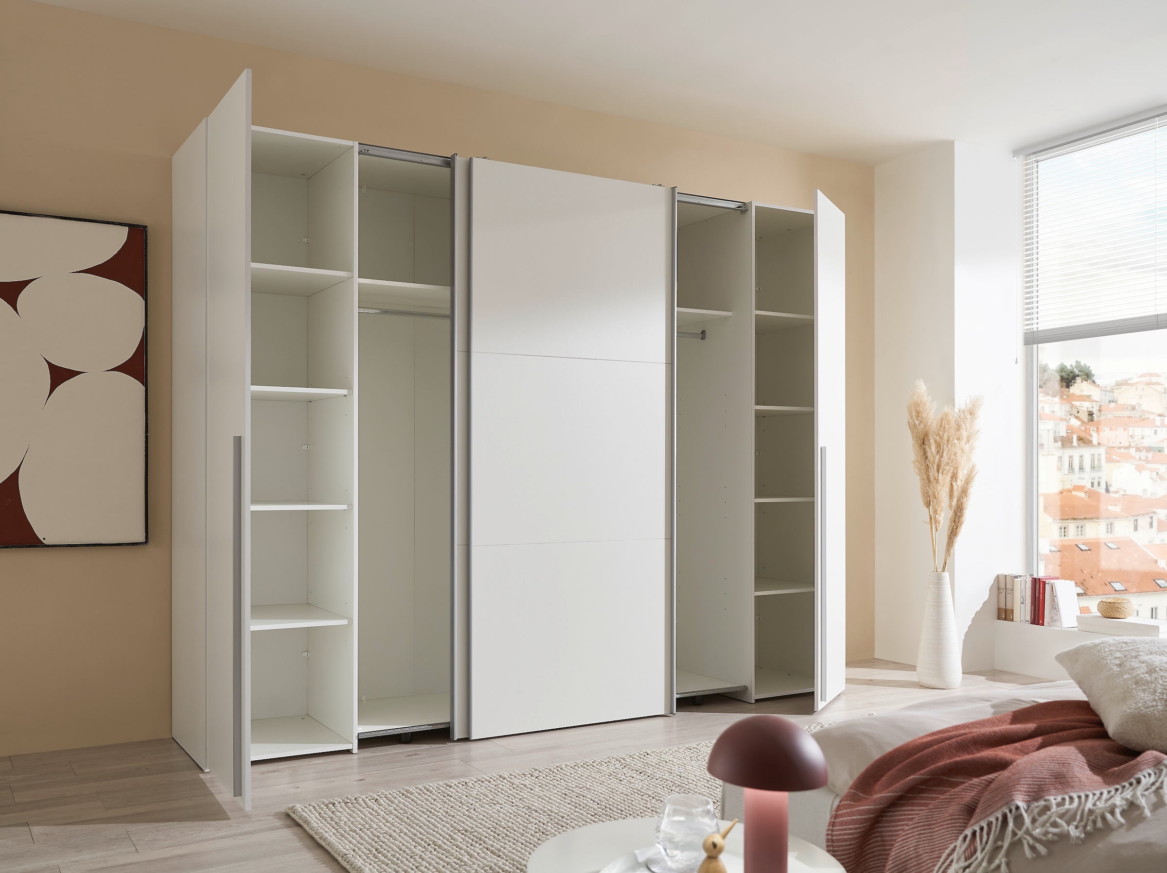Schlafkontor Schwebetürenschrank »Maturs Drehtürenschrank« 2 Schwebetüren, 2 Drehtüren mit 10 Einlegeböden und 2 Kleiderstangen