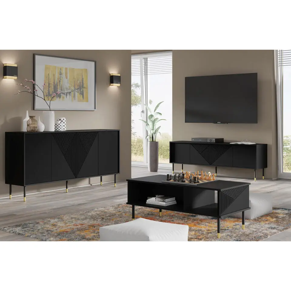 WOODY dressoir 4D 180 cm mat zwart