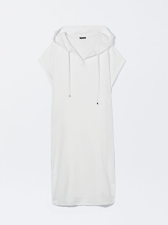 Vestido de linho com capuz - Branco
