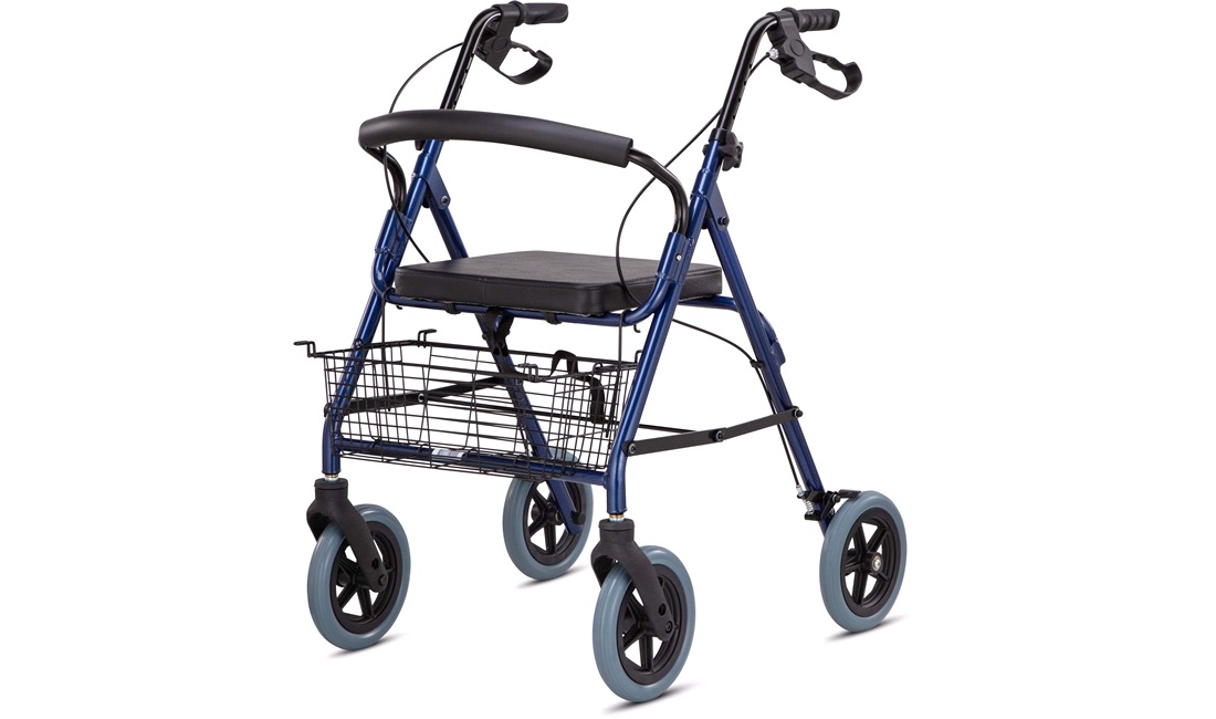 Rollator aluminium med kurv og ryglæn