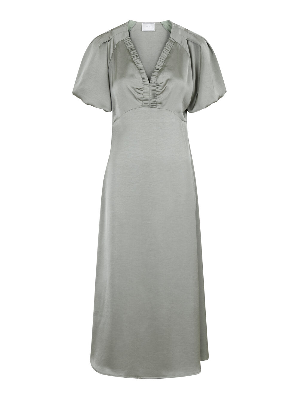 Neo Noir  Illana Heavy lang satinkjole - Smoke Green