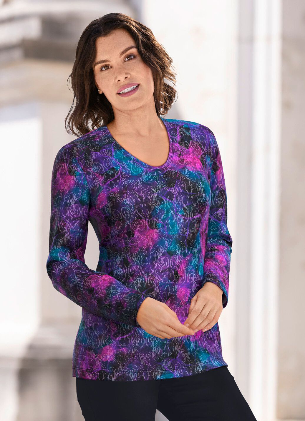 Pullover in Jacquard-Feinstrick