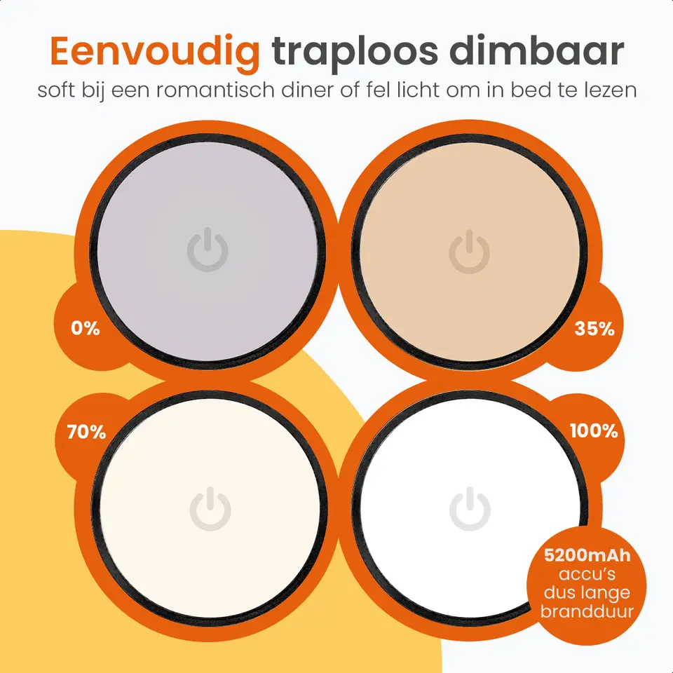 Goliving Tafellamp Oplaadbaar – Draadloos en dimbaar – Moderne touch lamp