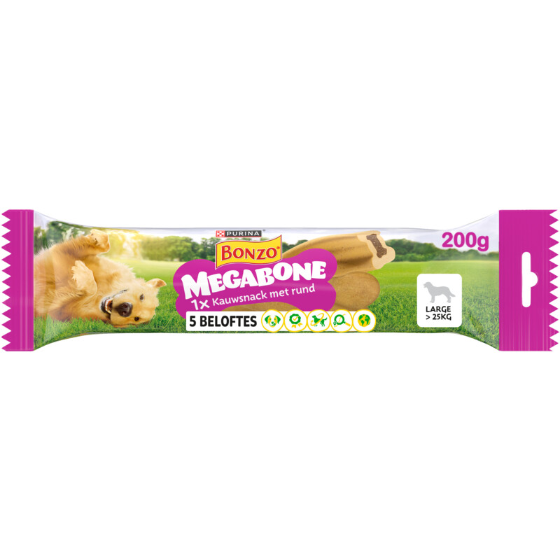Bonzo Megabone hondensnack groot met rund