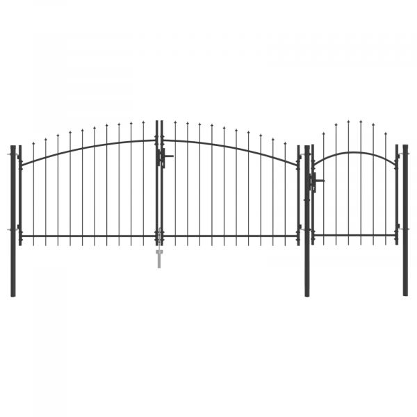 vidaXL Portão de Jardim com Ponta de Lança Cinza 125x400 cm Aço - 3182838159