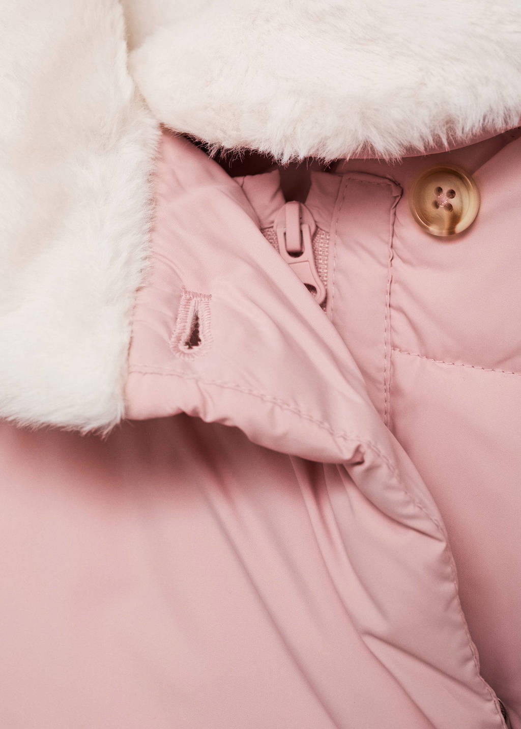 Mango Kids gewatteerde winterjas pastelroze